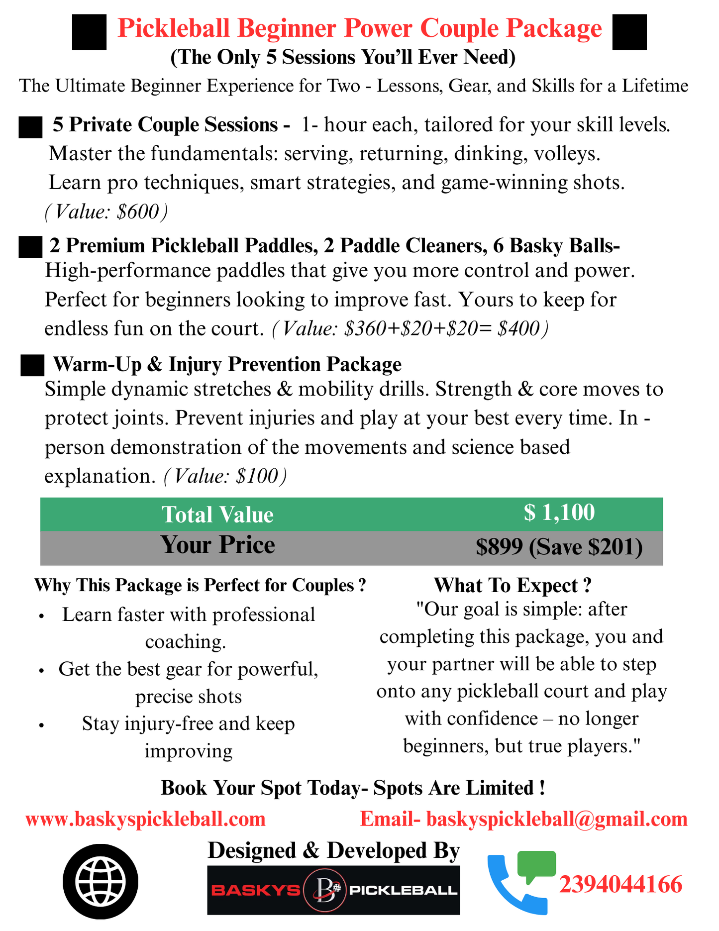 Pickleball Beginner Power Couple Package