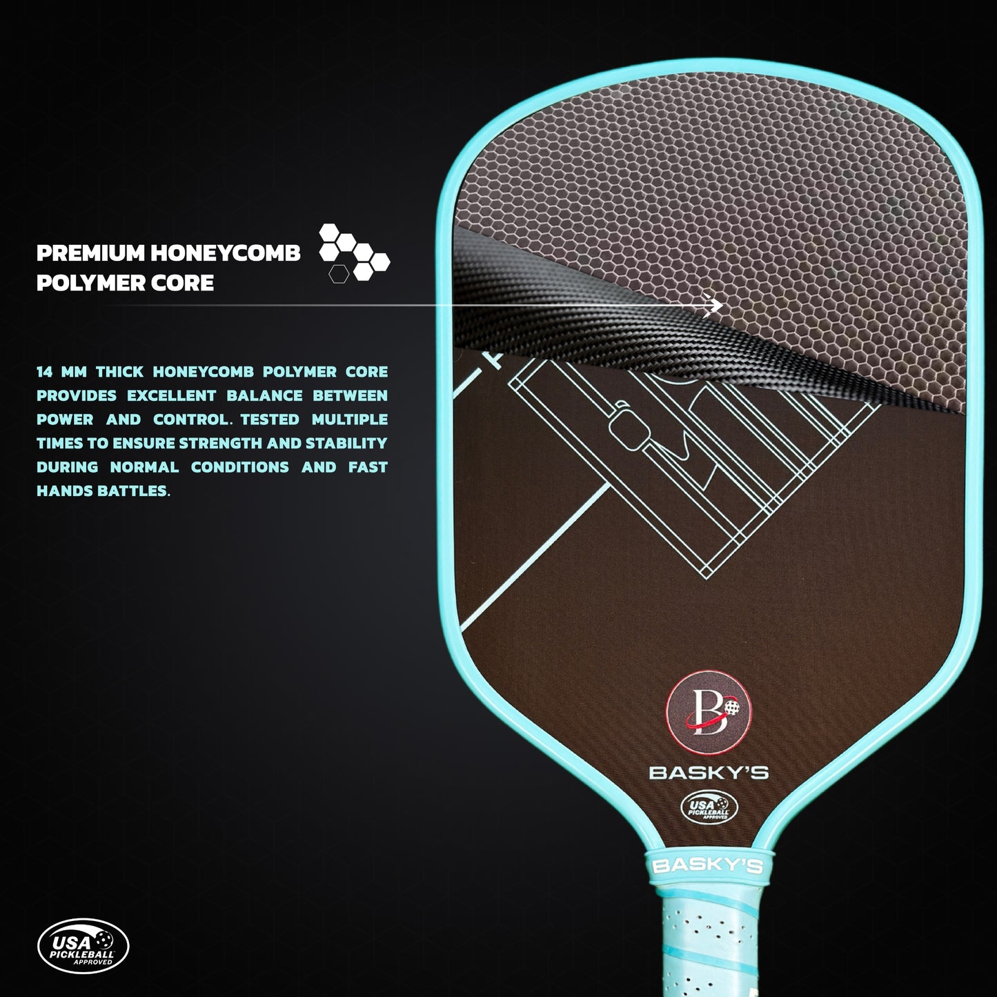 PRISONER 14MM Raw Carbon Thermoformed Paddle +Free Cover - Sky Blue