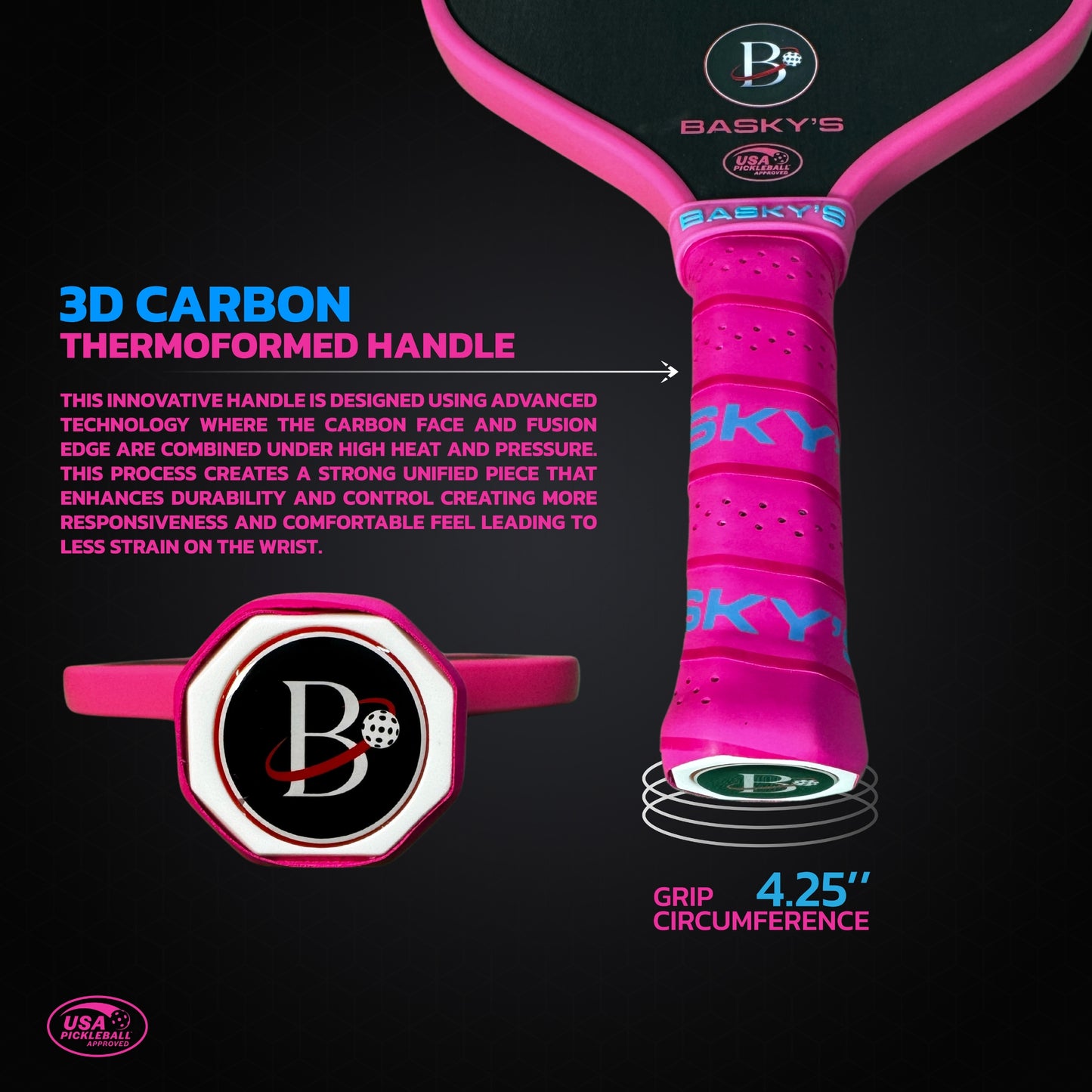 PRISONER 14MM Raw Carbon Thermoformed Paddle +Free Cover - Pink
