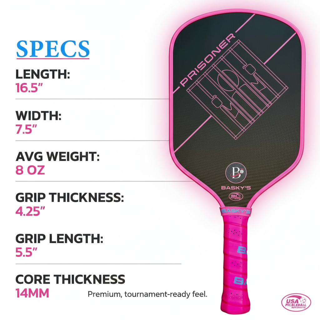 Carbon Fiber Pickleball Paddle - 14mm Prisoner Paddle | USAPA Approved