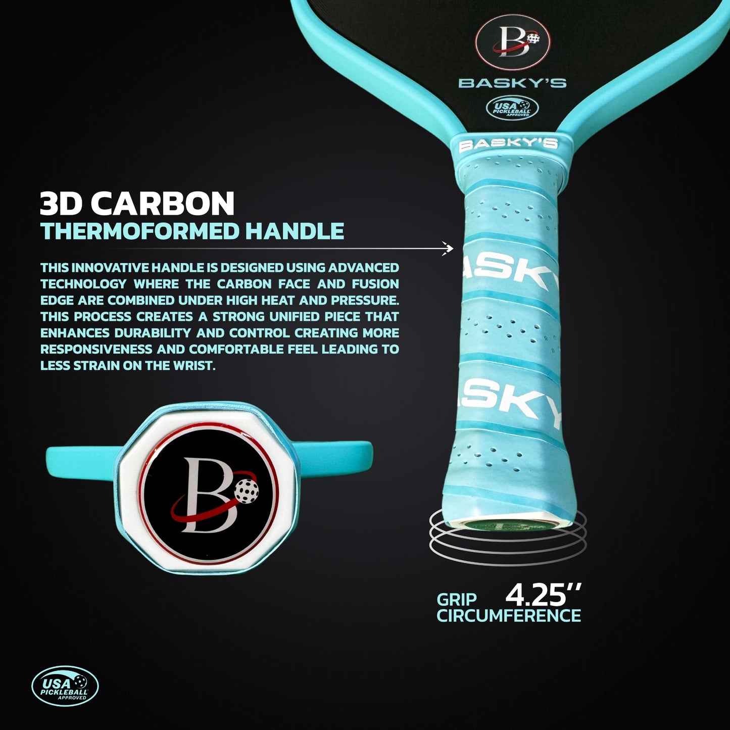 PRISONER 14MM Raw Carbon Thermoformed Paddle +Free Cover - Sky Blue