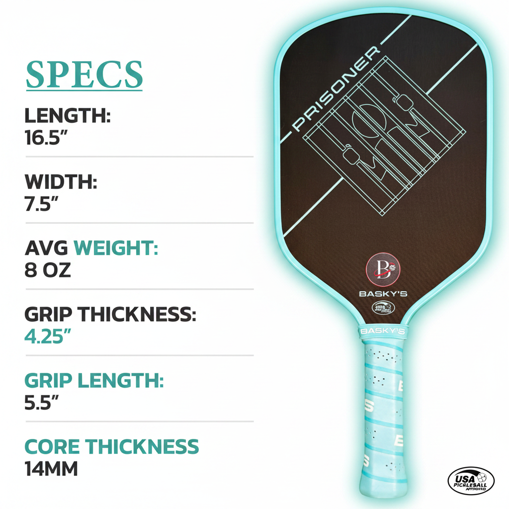 Carbon Fiber Pickleball Paddle - 14mm Prisoner Paddle | USAPA Approved