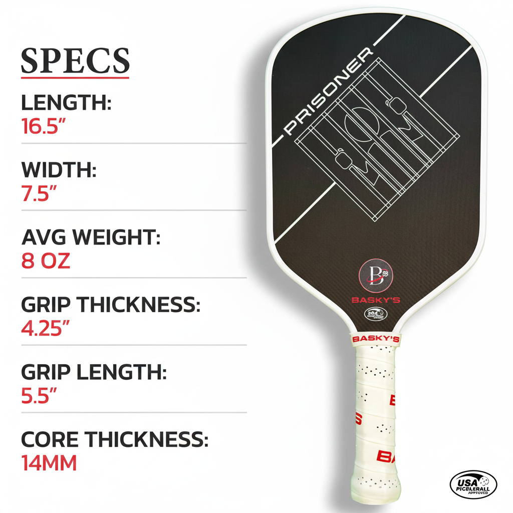 Carbon Fiber Pickleball Paddle - 14mm Prisoner Paddle | USAPA Approved
