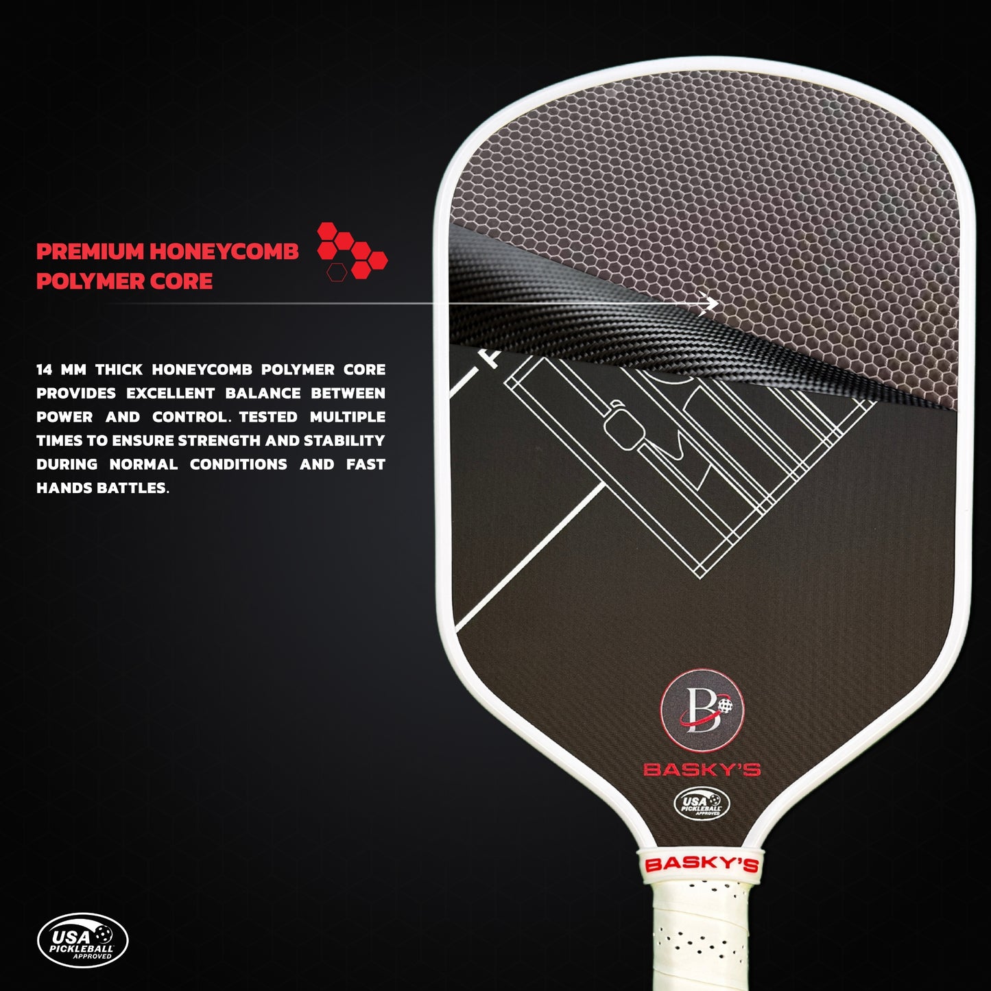 PRISONER 14MM Raw Carbon Thermoformed Paddle +Free Cover - White